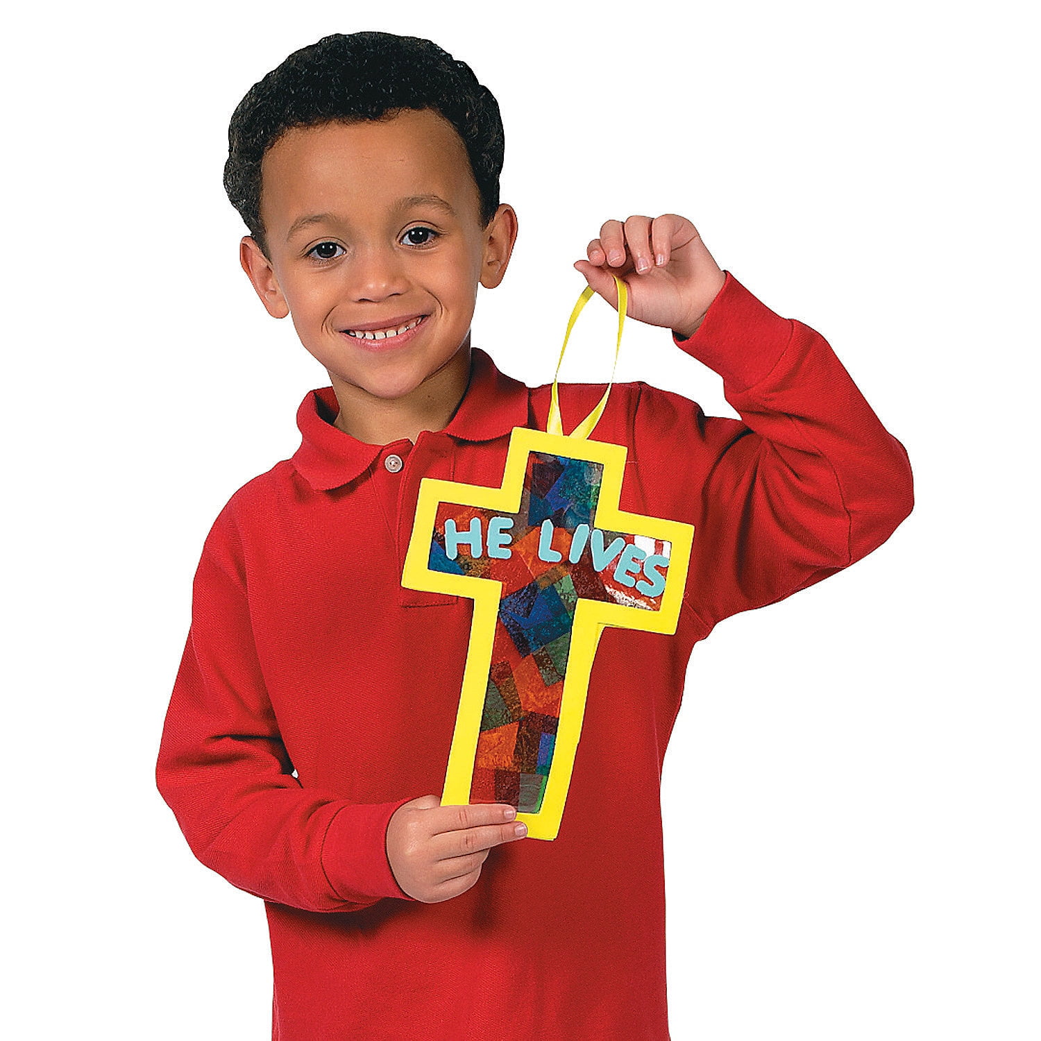 Fun Express "He Lives" Acetate Cross Hanging Decor Craft Kit, 12 Pieces