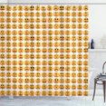 thumbnail image 1 of Ambesonne Autumn Pumpkin Shower Curtain, Jack O Lantern Faces, 69"Wx84"L, Jade Green Pale Orange, 1 of 3