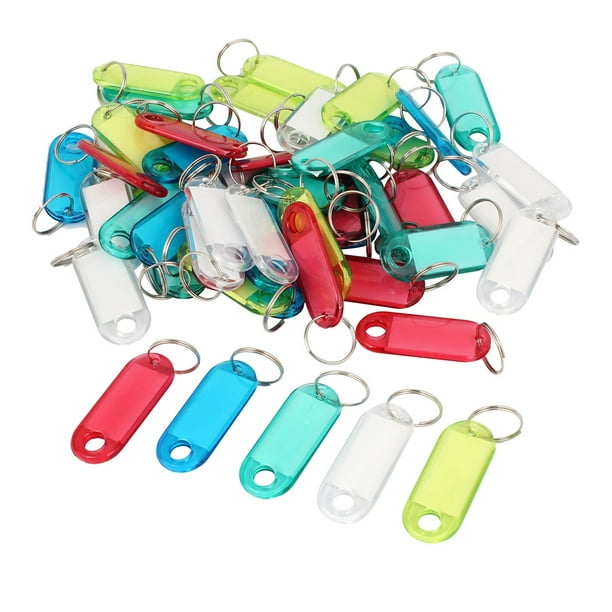 Porte-clés en plastique coloré avec étiquette, porte-clés