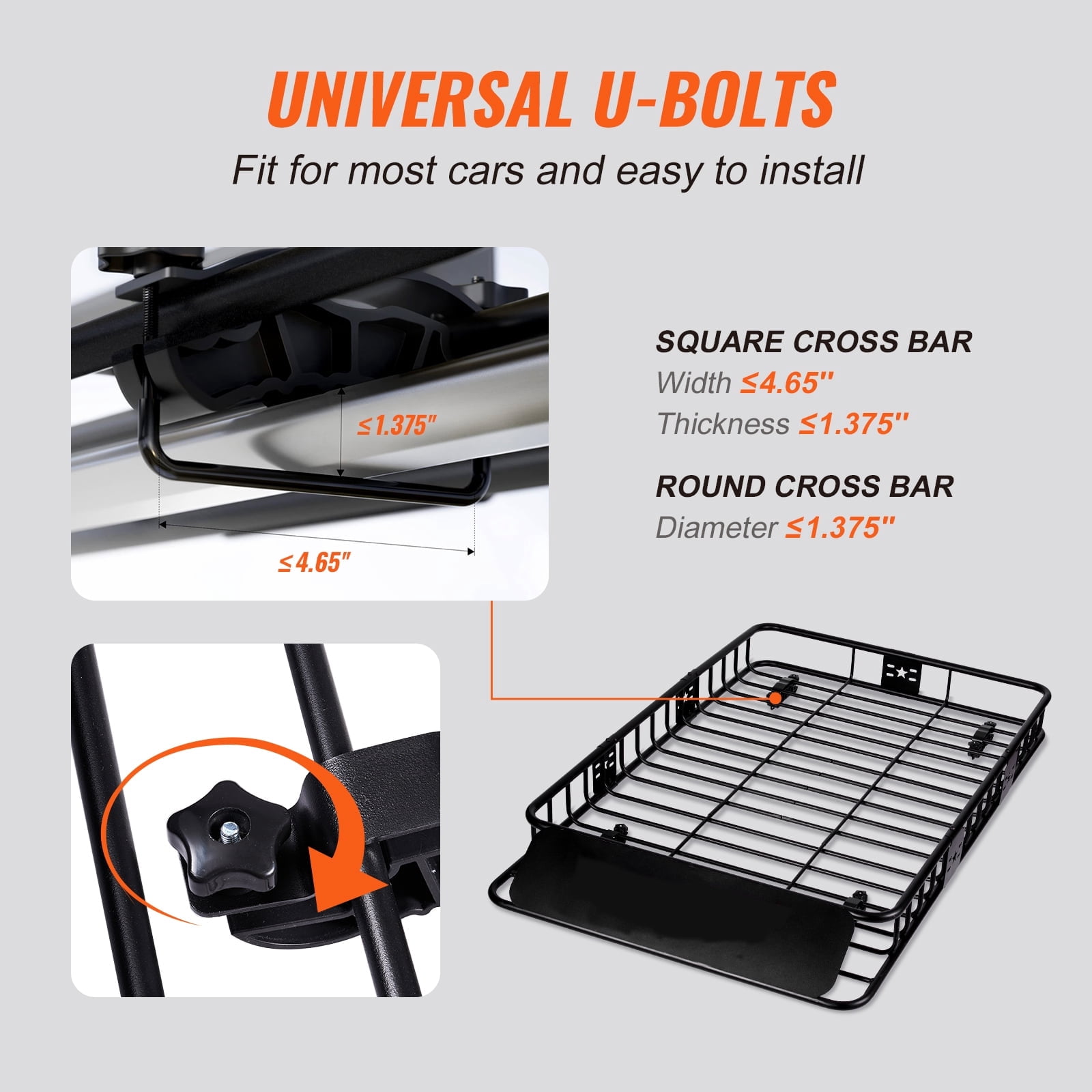 KFFKFF 200 lbs 64"x39"x6" Roof Rack Cargo Basket Capacity Extension for SUV Truck