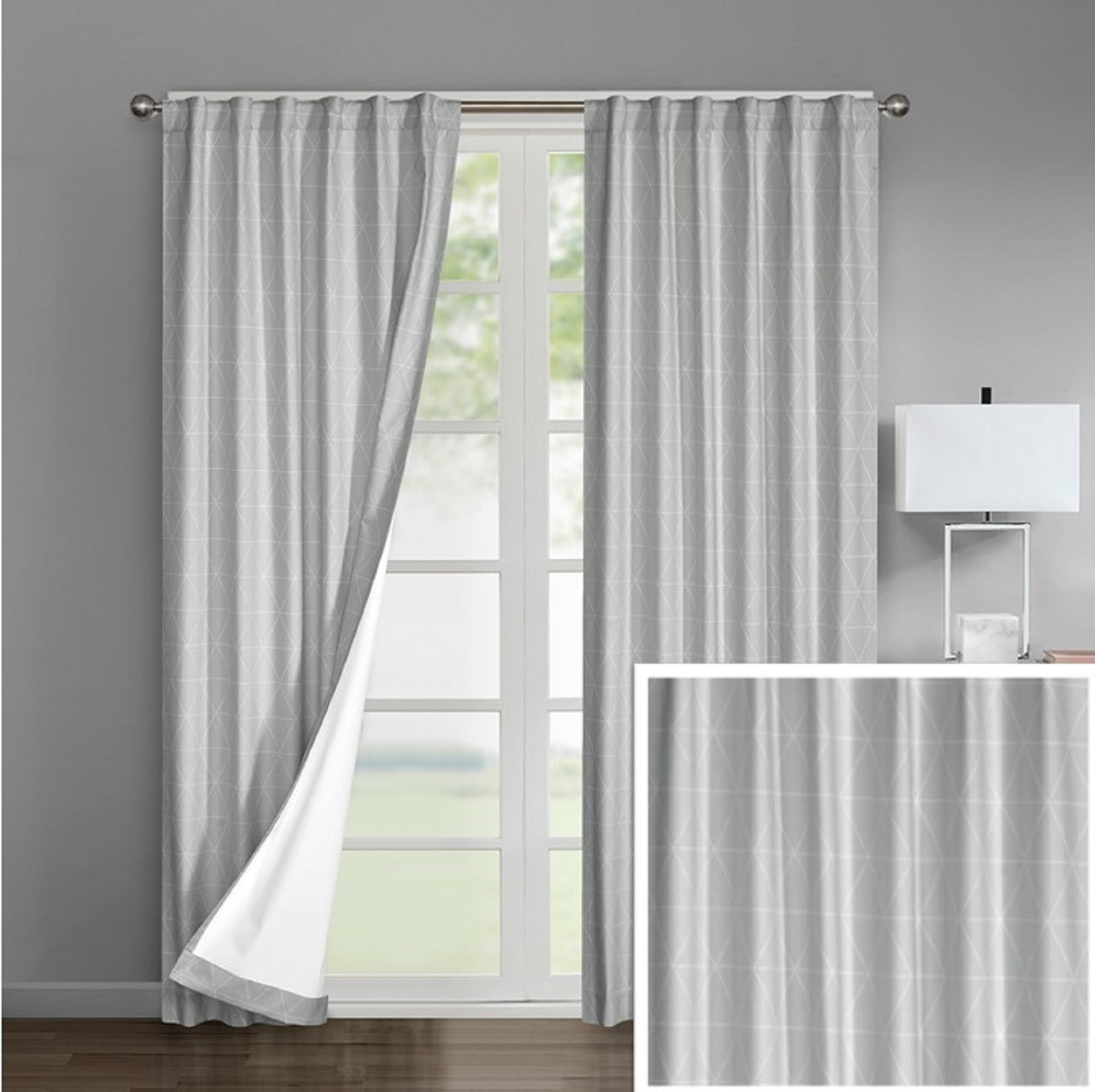 Urban Shop Geometric Print Room Darkening Rod Pocket Curtain Panel Set Of 2 Walmart Com Walmart Com