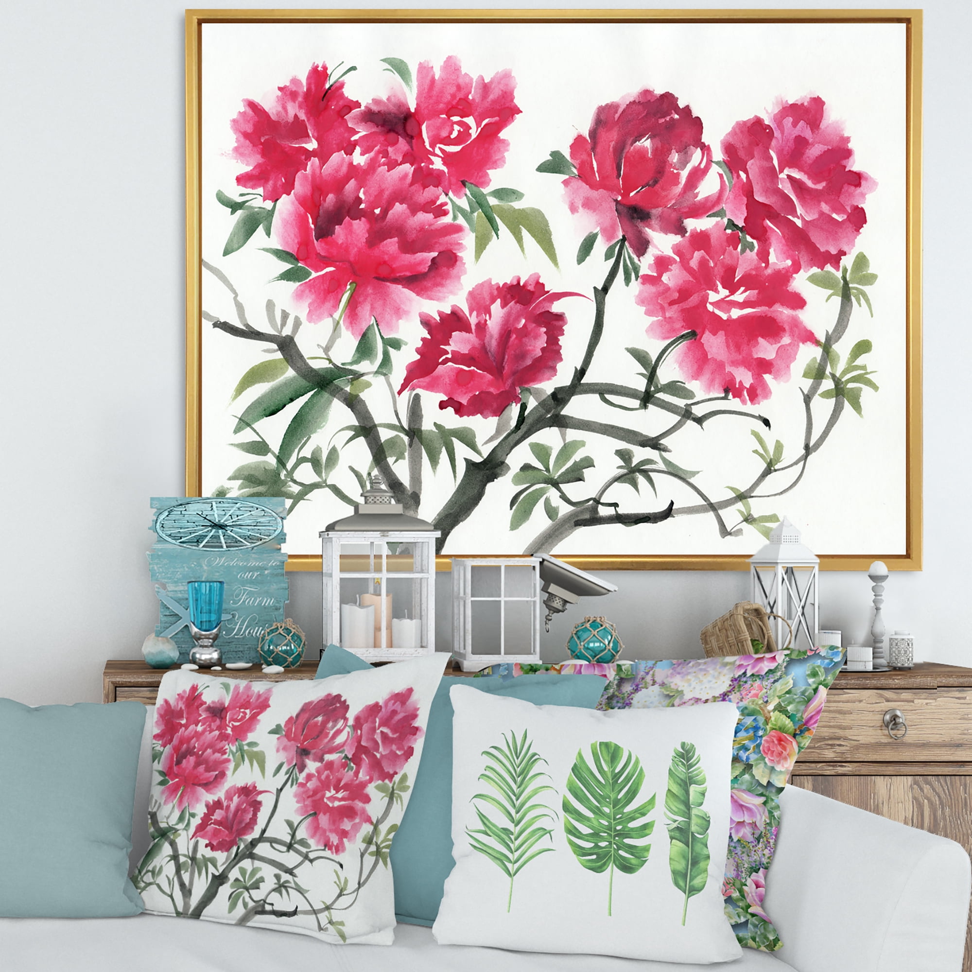Designart 'Ancient Purple Azalea Flower' Traditional Framed Canvas Wall Art Print
