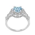 thumbnail image 4 of Aonejewelry 1.00 Carat Round Aquamarine Gemstone and Halo Diamond Ring in 10K Solid Rose, White & Yellow Gold, 4 of 8
