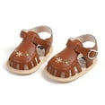 thumbnail image 5 of ZACPNCV Newborn Infant Shoes Summer Soft Bottom Casual Sandals Bowknot Embroidery Cute Princess Shoes Brown 9 Months, 5 of 7