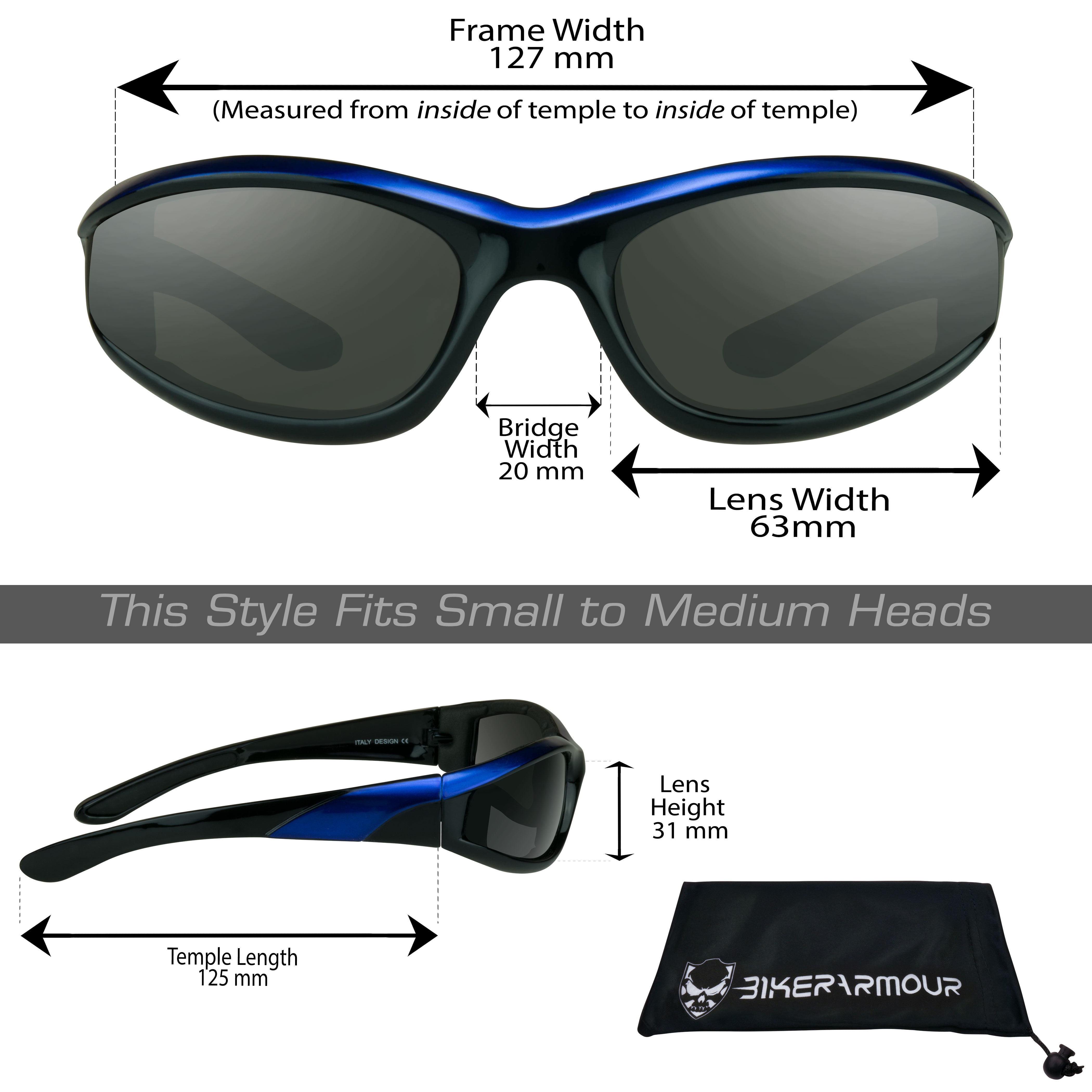Bikershades Motorcycle Biker Day Night Safety Glasses Men Women Blue Clear & Gray