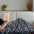 thumbnail image 3 of Floral Soft Flannel Fleece Throw Blanket, Flowers Twigs Lemon Blossom Berries in Dark Spring Tones Pattern, Cozy Plush for Indoor and Outdoor Use, 50" x 60", Night Blue Multicolor, by Ambesonne, 3 of 5
