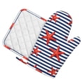 thumbnail image 2 of Kll Starfish Navy Blue Stripe Oven Gloves And Pot Holders Grill Gloves - Oven Gloves And Pot Holders, Non-Slip Cooking Gloves With Recycled Pads, 2 of 9