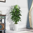 thumbnail image 3 of Artificial Dracaena  Indoor 5FT -  Tree with White Tall Planter - Faux Yucca Tall  Floor  in Pot - Artificial Trees for  Office  Room Decor Indoor, 3 of 7