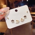 thumbnail image 3 of Pendientes cortos con microincrustaciones de circonitas y aguja de plata S925, pendientes de pelo corto, pendientes elegantes japoneses y coreanos de tres piezas, sencillos y combinables para mujer, 3 of 6