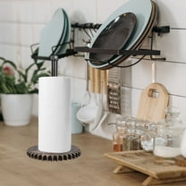 SWETRACE 1Pcs Industrial Style Iron and Wood Paper Towel Holder for Kitchen Storage 13X7X7In