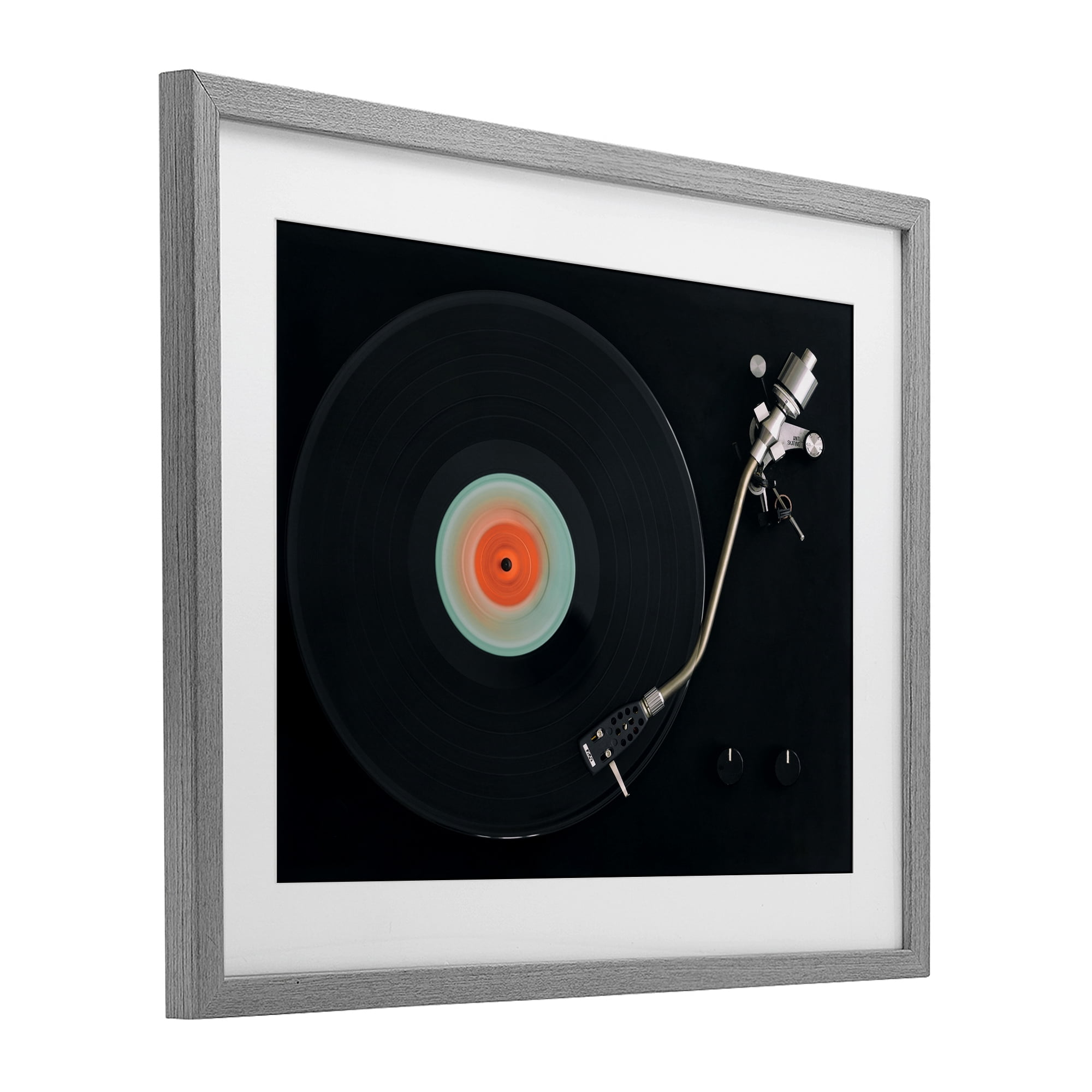 Stupell Industries Vintage Spinning Record Gray Framed Print Under Glass, design by Tom Quartermaine