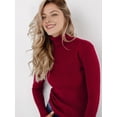 thumbnail image 6 of Ribbed Sweaters for Women Cute High Neck Knitted Warm Fitted Sweater Wine Red One size, 6 of 10