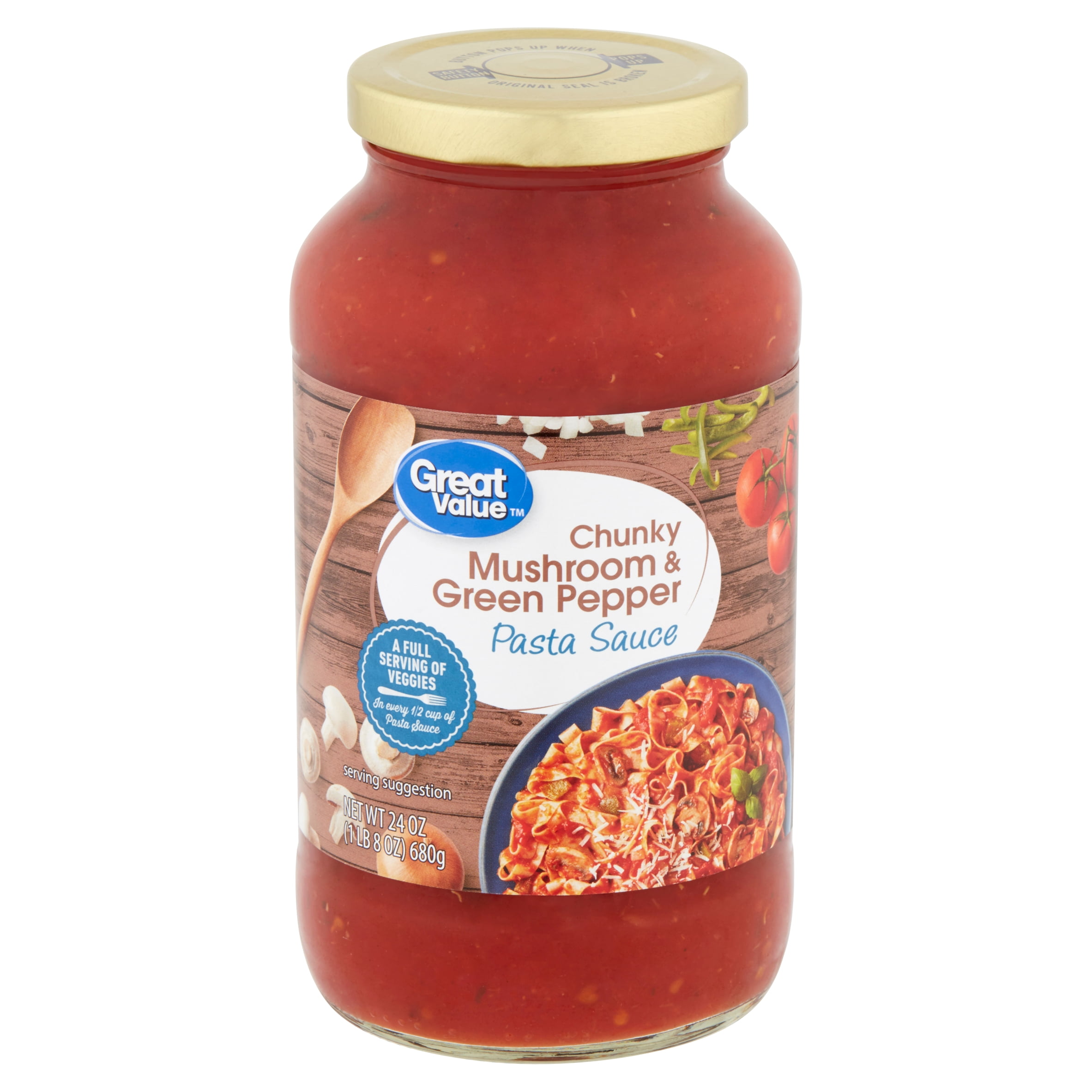 Great Value Chunky Mushroom & Green Pepper Pasta Sauce, 24 oz