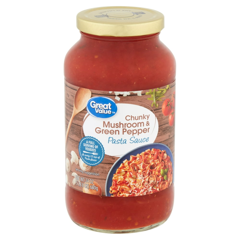 Great Value Chunky Mushroom & Green Pepper Pasta Sauce, 24 oz Walmart