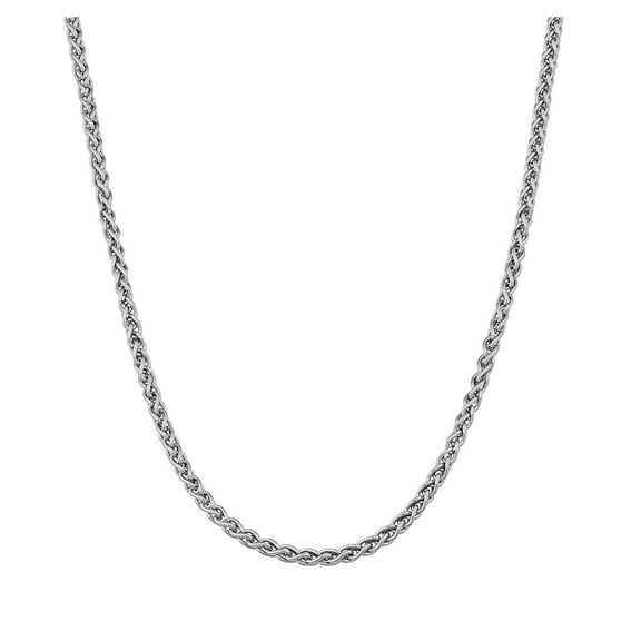AmyRT Jewelry 3mm Stainless Steel Womens & Mens Silver Wheat Chain Necklace 16 in