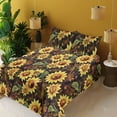 thumbnail image 2 of Ambesonne Floral Fitted & Flat Sheet with Shams 4 Pcs Set, Sunflowers Blooming Floral, Calking, Pale Avocado Green and Fawn, 2 of 5