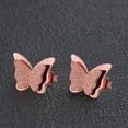 thumbnail image 2 of CILENON Earrings 1Pair Stereoscopic Abrasive Double Butterfly Small Ear Nail Earrings Gift (C,One Size), 2 of 3