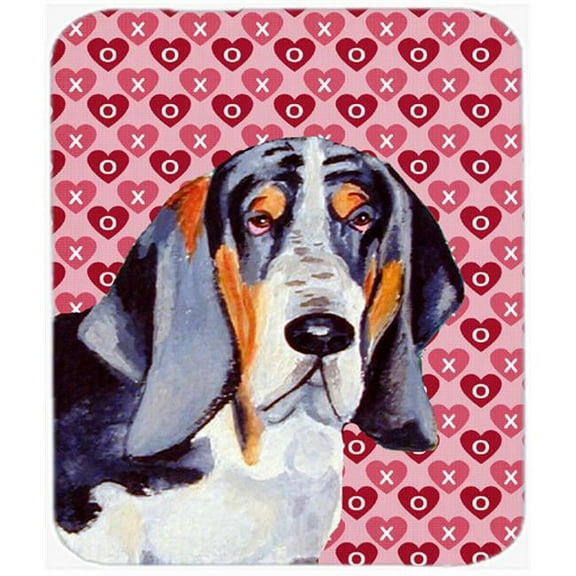 Basset Hound Hearts Love And Valentines Day Mouse Pad, Hot Pad or Trivet