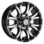 Viking Series Machined Lip and Face Gloss Black Aluminum Trailer Wheel with Black Cap - 16" x 6" 8 On 6.5 - 3750 LB Load Carrying Capacity - 0 Offset