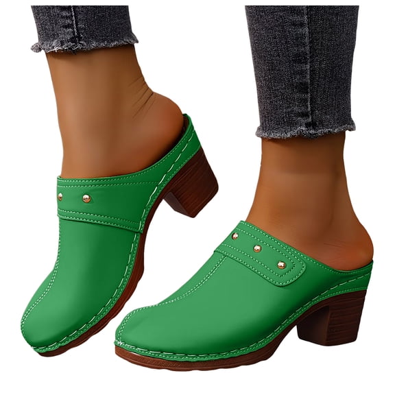 Women's Closed Toe Chunky Heel Clogs Comfortable Elegant Platform Wedge Sandal Wide Toe Box Non Slip Dress Shoes