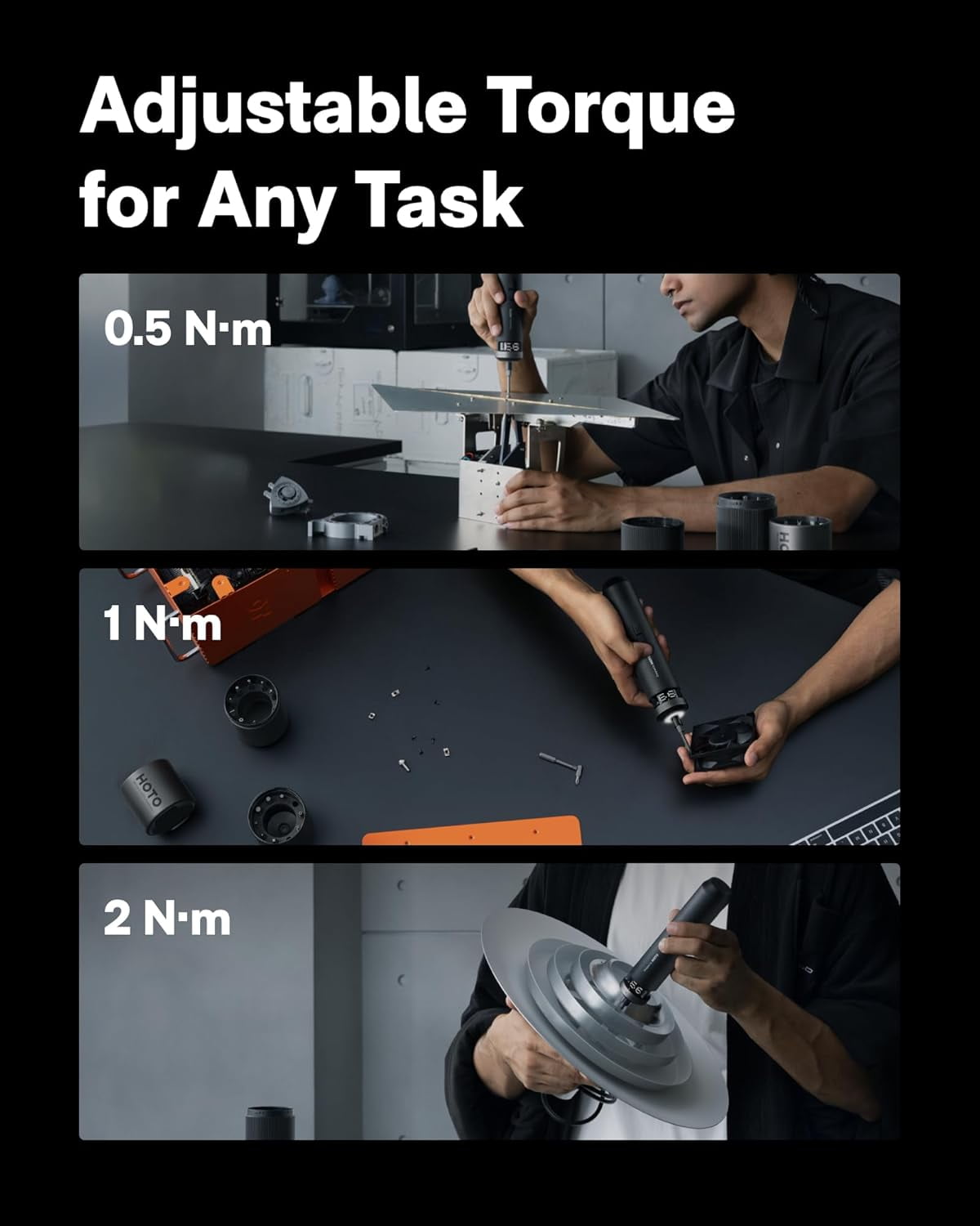 PixelDrive Electric Screwdriver, Smart Display, 6 Torque Settings, 0.5 to N·m, 1/4'' Hex 30 Bits, LED Light, 2000 mAh Rechargeable Cordless Screwdriver Set for Electronics, Gadgets Men