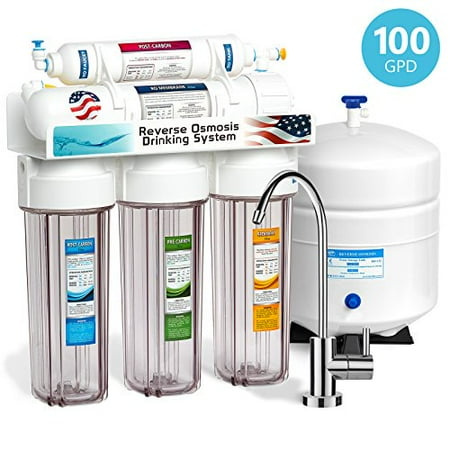 Undersink Reverse Osmosis - Express Water 5 Stage Under Sink Reverse Osmosis Filtration System 100 GPD RO Membrane Filter Modern Faucet Clear Housing Ultra Safe Residential Home Drinking Water Purification One Year Warranty