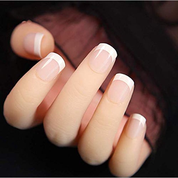 Square Press On Nails Short White Fake Nails French False Nails Glossy Full Cover Nail For Women And Girls 24pcs Walmart Com Walmart Com