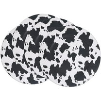 Fennco Styles Cow Pattern Decorative Charger Plates 13" Round, Set of 4 - Black & White Farmhouse Table Chargers for Home Entertaining, Special Events, and Dining Table Setting