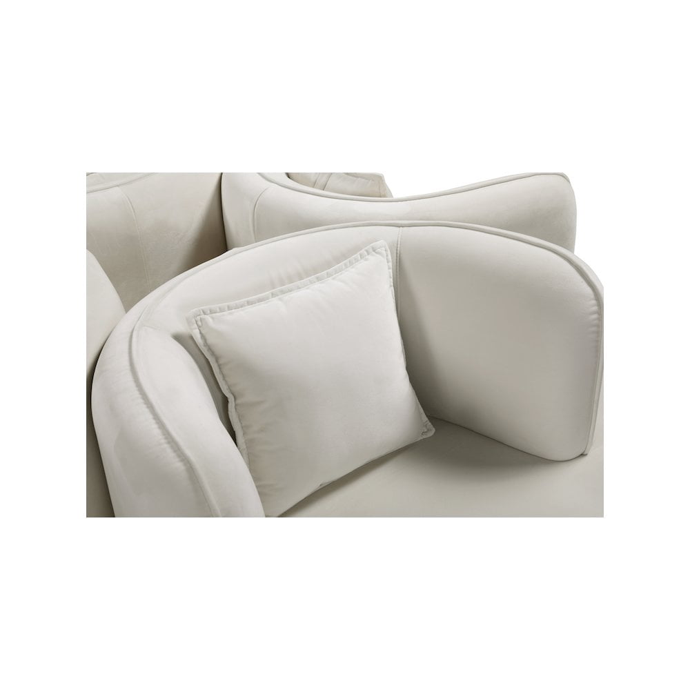 Meridian Furniture Circlet Roundabout Sofa with Gold Iron Legs, Cream Velvet