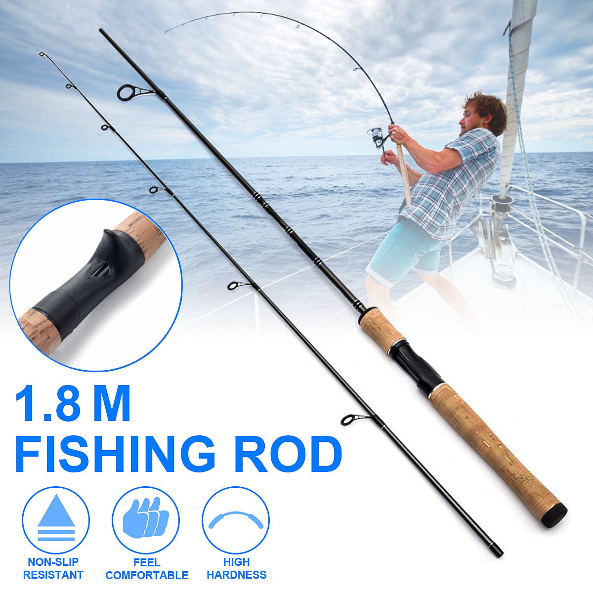 Carbon Fiber Casting Fishing Spinning Rod Lure Pole Ultralight Travel Reel New 