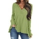 thumbnail image 2 of Blusa holgada de manga larga con cuello en V y botones de color liso informal para mujer Pompotops  gfhjh5791, 2 of 5