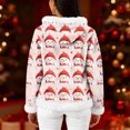 thumbnail image 4 of Women's Casual Fashion Long-Sleeve Zip-Up Fleece Hooded Cardigan with Christmas Print, Cozy and Warm for Winter Season,Pink,2XL, 4 of 8
