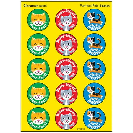 UPC: 0078628834345 | T-83434 – Purr-fect Pets/Cinnamon Stinky Stickers 60 ct. by Trend Enterprises Inc.