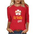 thumbnail image 2 of St Patrick's Day Shirt for Women Irish Girl Slogan Clover Graphic Tee Three Quarter Sleeve Crewneck Distressed Festival Apparel Gift, 2 of 4