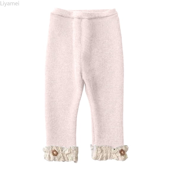 Liyamei Girls Lined Leggings with Ruffled for Winter Warm Cozy Wear Size 0-6 Years