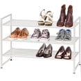 thumbnail image 4 of 3-tier Stackable Metal Panel Shoe Rack White, 4 of 6