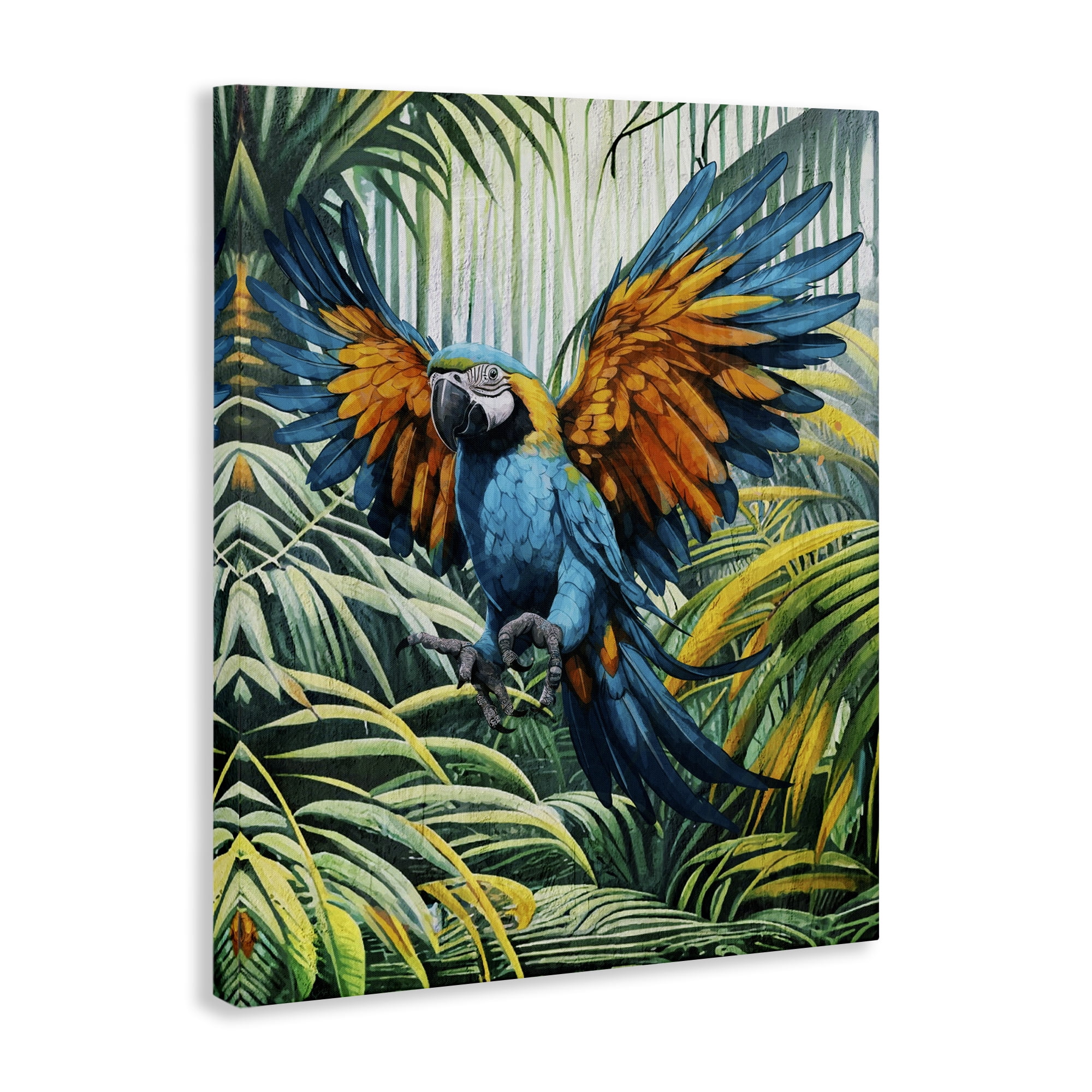 Stupell Industries Parrot in Flight Animals Painting Wrapped Canvas Art Print Wall Art, 16 x 20
