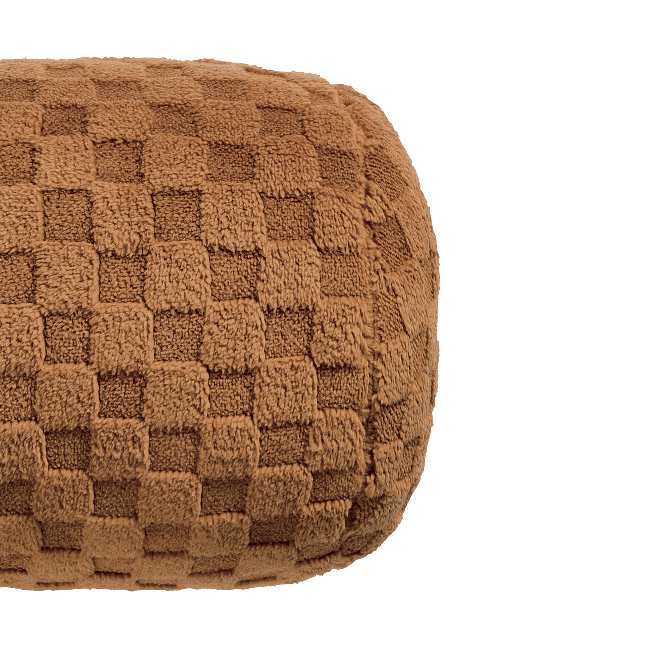 Mainstays 11" x 10" Brown Sherpa Check Bolster Decorative Pillow