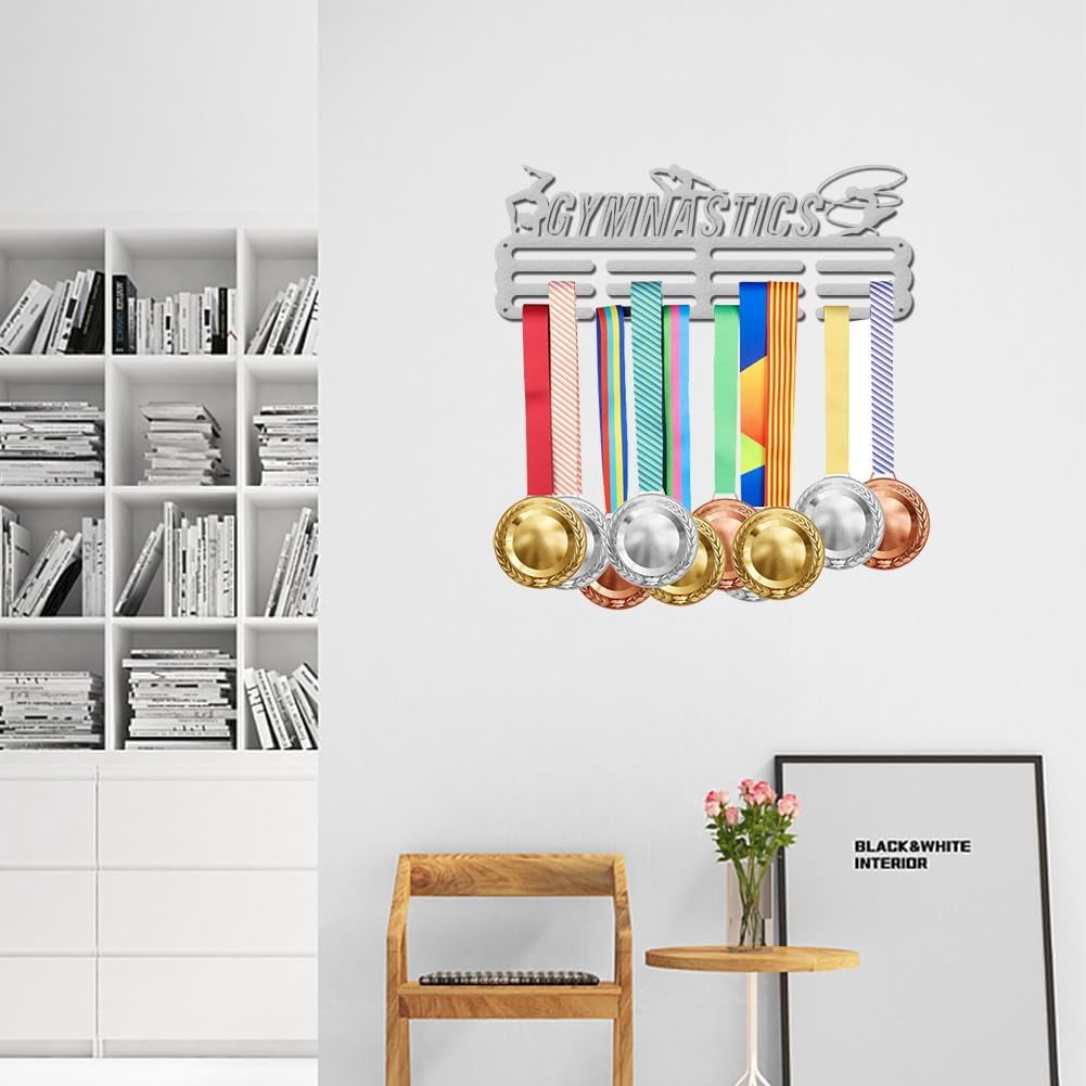 Gymnastics Medal Holder Sport Display Rhythmic Gymnastics Hanger Medal Trophy Display Rack Rope Gymnastics Awards Metal Lanyard Sturdy Over 60 Medals