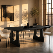 KIOOTTO Rectangular Dining Table with U-Cut Panel Legs, Black