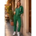 thumbnail image 2 of Women's 2 Piece Sweatsuits Full Zip Sweatshirts Workout Pants Plus Size Lounge Sets Tracksuits Fall Outfits Sizes S-5XL Green L, 2 of 11