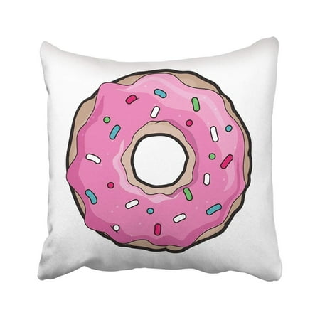 ARTJIA Donut With Pink Icing For Cafes Restaurants Coffee Shops Catering Design For Booklet Pillowcase Pillow Cover 18x18