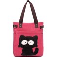 thumbnail image 1 of Cute Cat Multifunction Canvas Zipper Handbag Shoulder Lunch Tote Bag, 1 of 8
