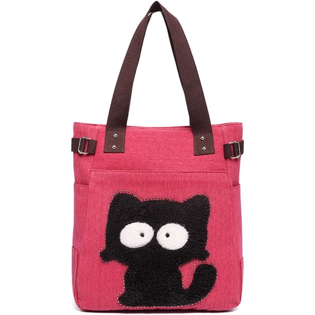 Cute Cat Multifunction Canvas Zipper Handbag Shoulder Lunch Tote Bag