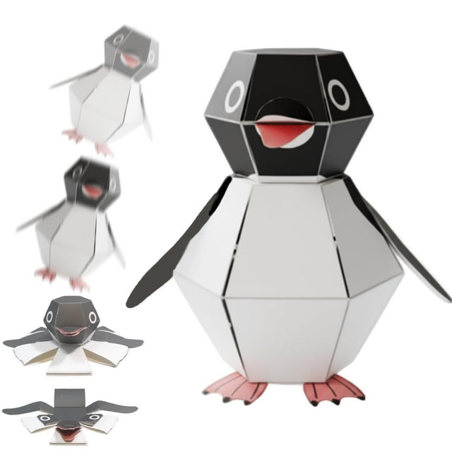 Bouncing Penguin Paper Craft Kit for DIY Arts and Crafts, Interactive Spring-Loaded Fun and Holiday Decor, Beginner-Friendly Pre-Cut Model for Kids and Adults