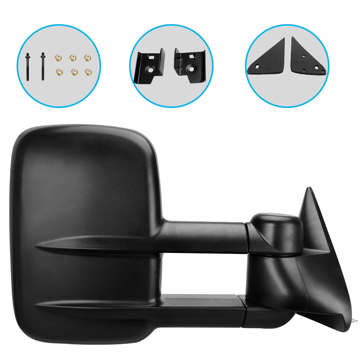 LEDKINGDOMUS Manual Telescoping Trailer Tow Mirrors for 1988-2000 Chevy GMC 1500/2500/3500