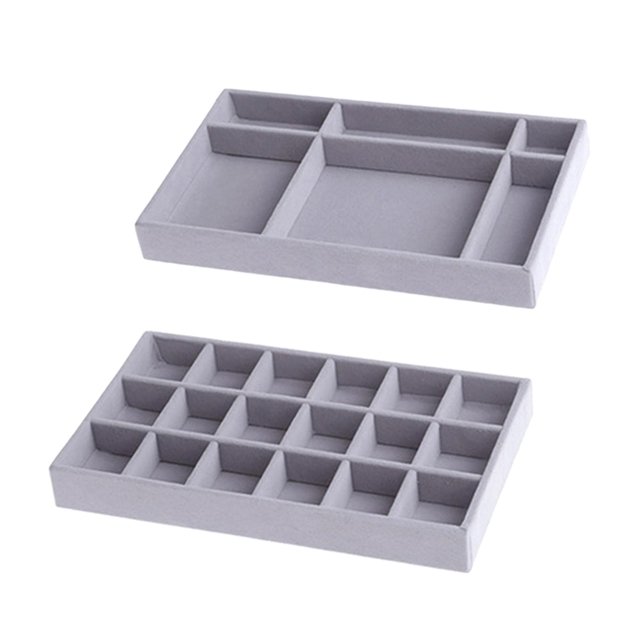 2 Bandejas para Joyas, Organizador de Cajón de Tocador, Brazalete, Colgante, Caja de Almacenamiento, Gris Yuyangstore Bandeja de joyería