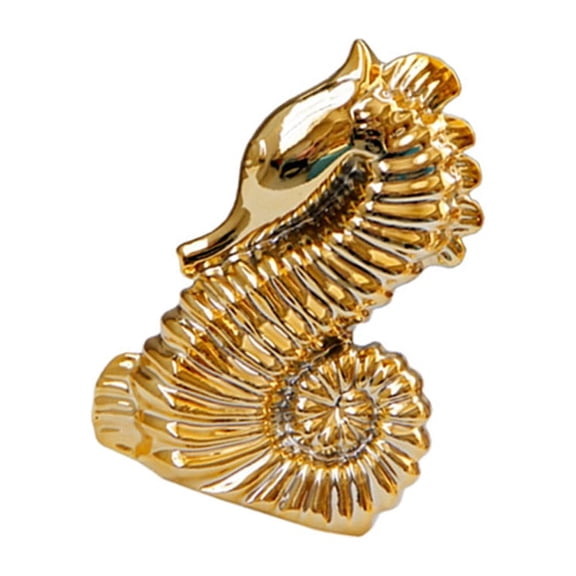 COMPUKAS Golden Ceramic Sea Horse Ornaments for Home Decoration Ideal Desk or Bookshelf Display 6 Pieces