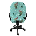 thumbnail image 3 of Flamingo Office Chair Slipcover, Exotic Birds Monstera Leaves Aloha Hibiscus Petals Paradise Tropical Bloom, Stretch Decorative Fabric Cover, Standard Size, Seafoam Multicolor, by Ambesonne, 3 of 5