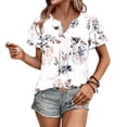 thumbnail image 4 of Paiyanr Women Tunic Tops Casual V-Neck Short Sleeve Shirts Floral Blouses Loose Summer Tops, 4 of 7